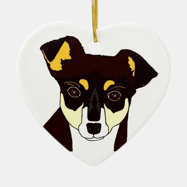 Ornement Cœur En Céramique Blanc d'ornement de chiwawa de Kisha (Devant)