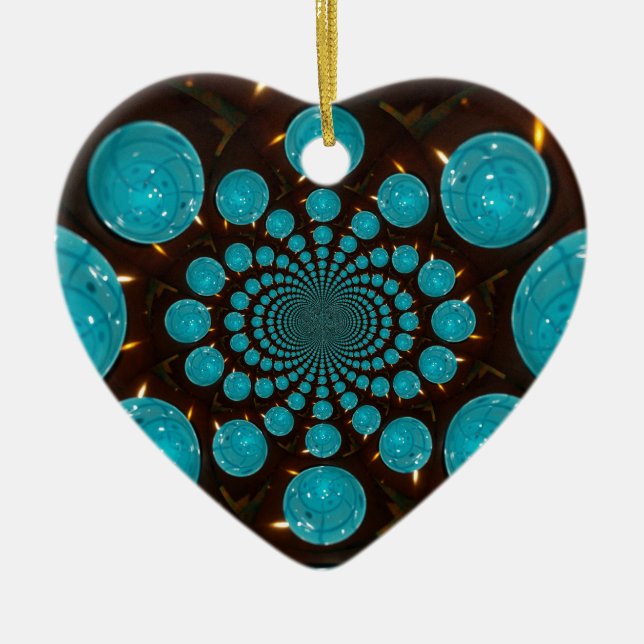 Ornement Cœur En Céramique Blue Lights (Devant)