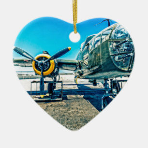 Ornement Cœur En Céramique Bombardier de B-25 Mitchell