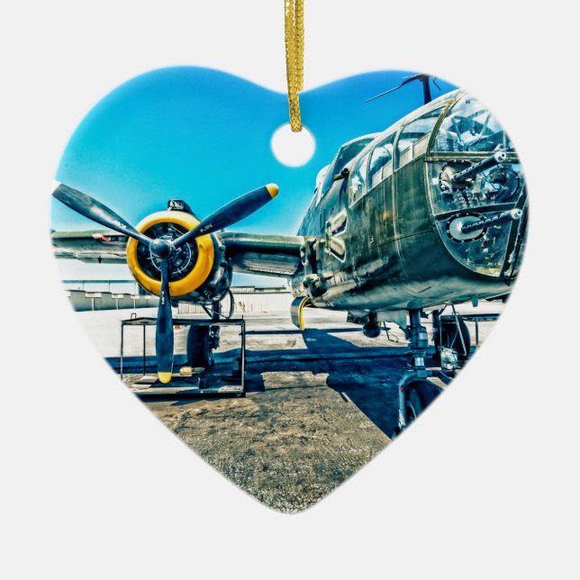 Ornement Cœur En Céramique Bombardier de B-25 Mitchell (Devant)
