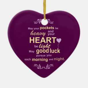 Ornement Cœur En Céramique Bonheur irlandais d'abondance et bénédiction de