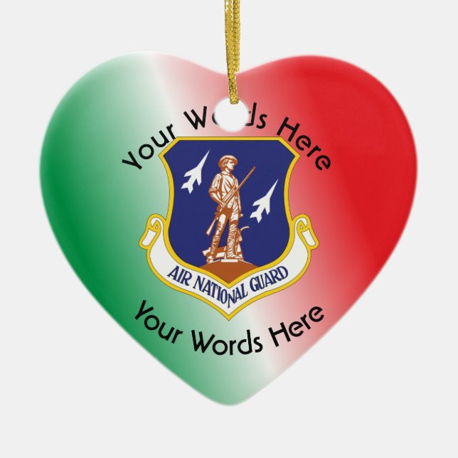 Ornement Cœur En Céramique Bouclier de la Garde aérienne (Devant)