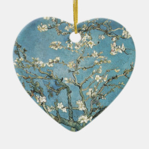 Ornement Cœur En Céramique Branches d'amande de Vincent van Gogh en fleur,