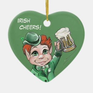 Ornement Cœur En Céramique Bravo irlandais ! Portrait Coeur Ornament