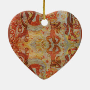 Ornement Cœur En Céramique Broderie roumaine vintage, conception