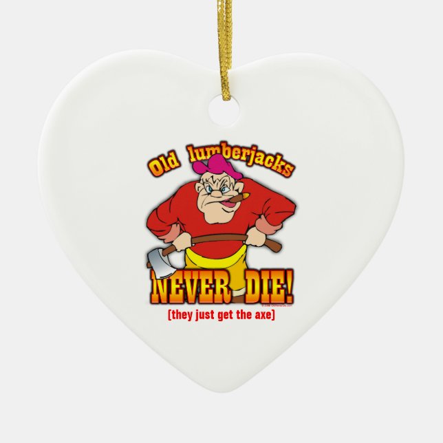 Ornement Cœur En Céramique Bûcherons (Devant)