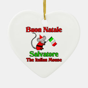 Ornement Cœur En Céramique Buon Natale Salvatore la souris italienne