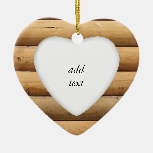 Ornement Cœur En Céramique Cabine Faux Log (Devant)