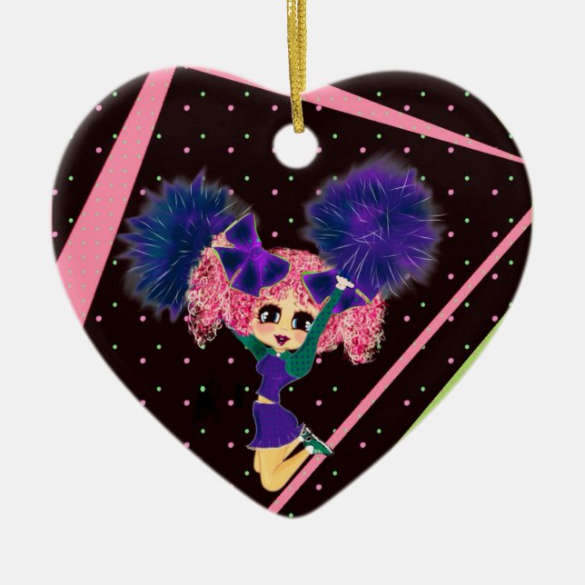Ornement Cœur En Céramique Cadeaux Pom-pom girl personnalisés (Devant)