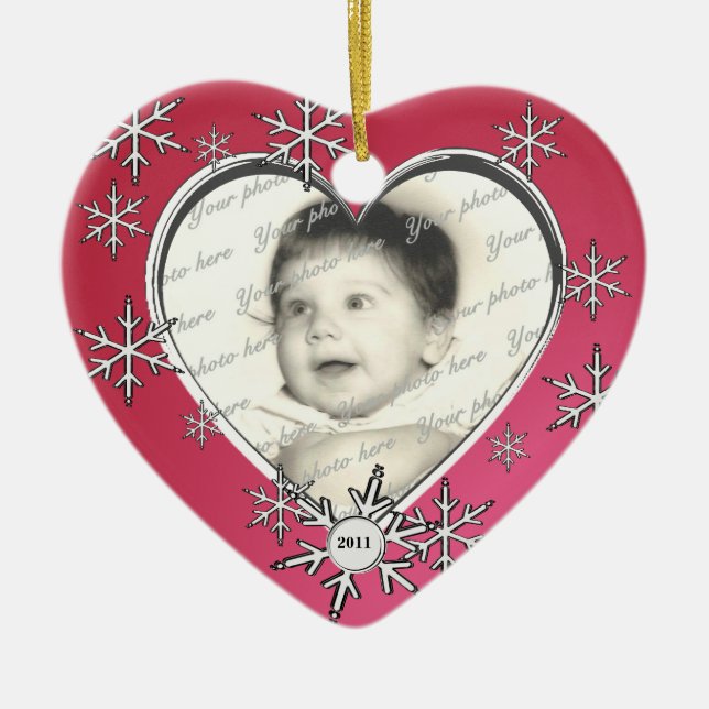 Ornement Cœur En Céramique Cadre de charme Snowflake (Devant)