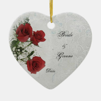 Ornement Cœur En Céramique Cadre photo Mariage Red Roses