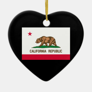 Ornement Cœur En Céramique California State Flag Design
