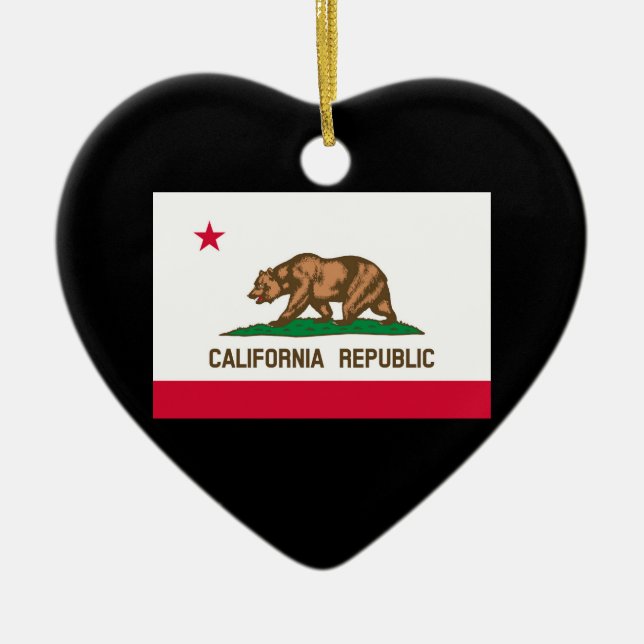 Ornement Cœur En Céramique California State Flag Design (Devant)