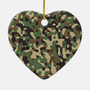 Ornement Cœur En Céramique Camouflage d'armée