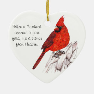 Ornement Cœur En Céramique Cardinal