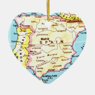 Ornement Cœur En Céramique Carte colorée de conception de l'Espagne