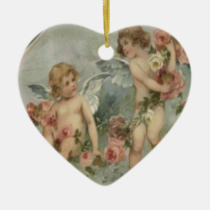 Ornement Cœur En Céramique Carte de Saint-Valentin vintage Retro Victorian Ch