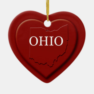 Ornement Cœur En Céramique Carte des coeurs de l'Ohio