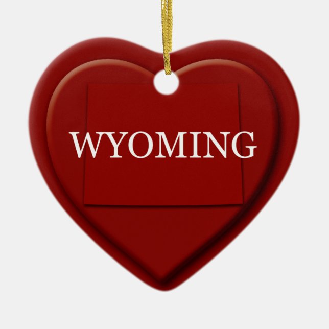 Ornement Cœur En Céramique Carte du coeur du Wyoming (Devant)