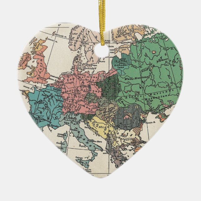 Ornement Cœur En Céramique Carte Vintage voyage (Devant)