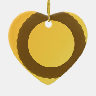 Ornement Cœur En Céramique cercle en terre brune abstrait