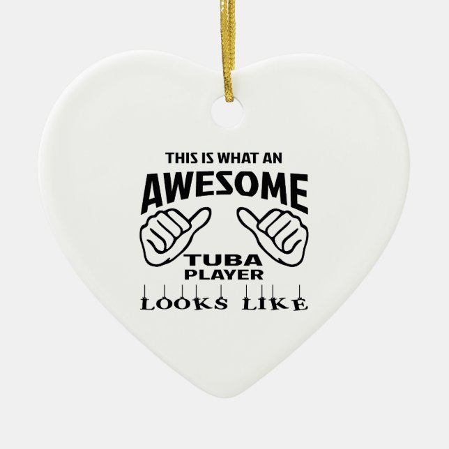 Ornement Cœur En Céramique C'est à quel joueur impressionnant de tuba (Devant)