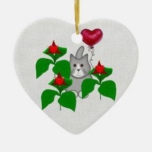Ornement Cœur En Céramique Chat de Valentine Kitty