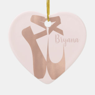 Ornement Cœur En Céramique Chaussons de ballet roses personnalisés