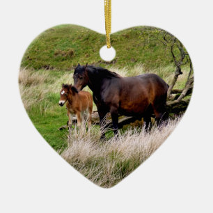 ORNEMENT CŒUR EN CÉRAMIQUE CHEVAUX