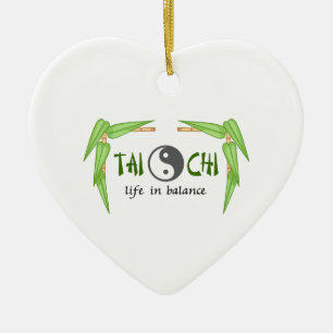 ORNEMENT CŒUR EN CÉRAMIQUE CHI EN BAMBOU DE TAI