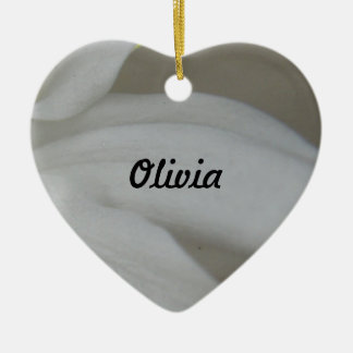 Ornement Cœur En Céramique Chrysanthème blanc Coeur Personnalisé