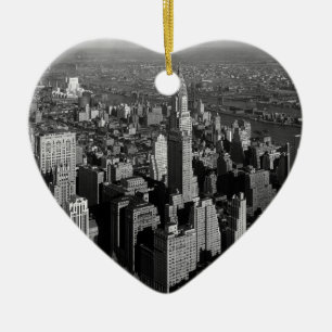 Ornement Cœur En Céramique Chrysler Building New York Manhattan
