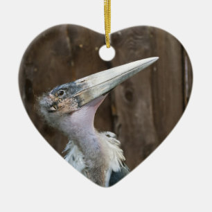 Ornement Cœur En Céramique Cigogne marabou