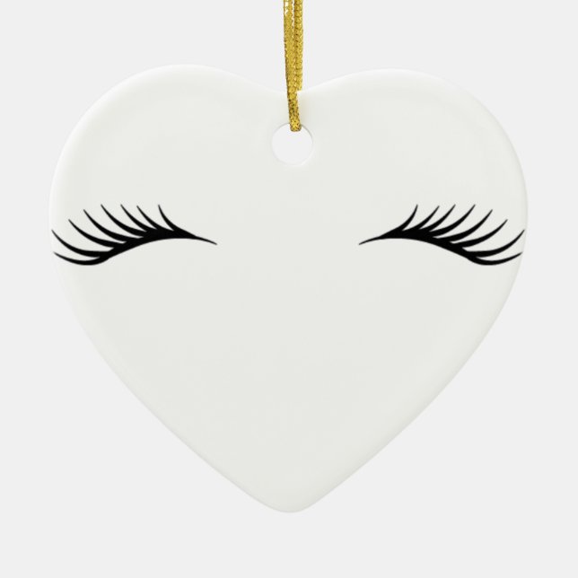 Ornement Cœur En Céramique Cils (Devant)