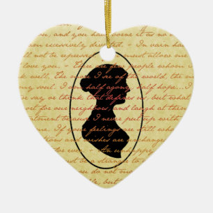 Ornement Cœur En Céramique Citations de Jane Austen et vacances de Noël de