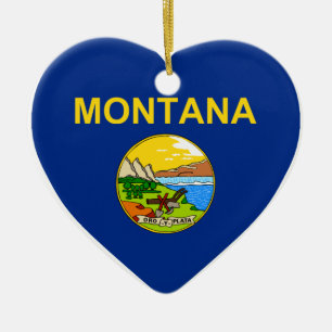 Ornement Cœur En Céramique Coeur de drapeau du Montana