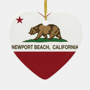 Ornement Cœur En Céramique coeur de plage de Newport de drapeau de la