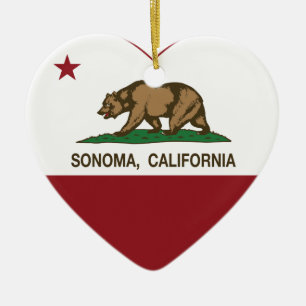 Ornement Cœur En Céramique coeur de sonoma de drapeau de la Californie
