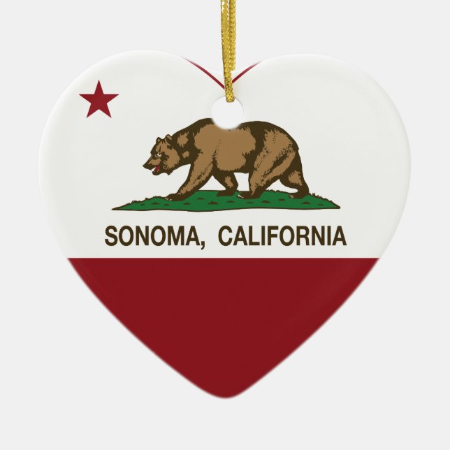 Ornement Cœur En Céramique coeur de sonoma de drapeau de la Californie (Devant)