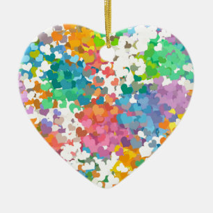 Ornement Cœur En Céramique Coeurs Pastel Confetti