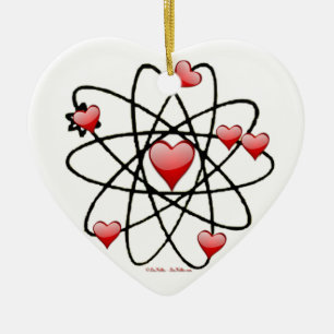 Ornement Cœur En Céramique Coeurs rouges de Saint Valentin atomique