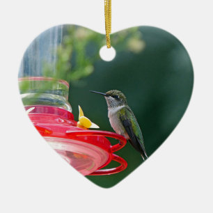 Ornement Cœur En Céramique Colibri perché