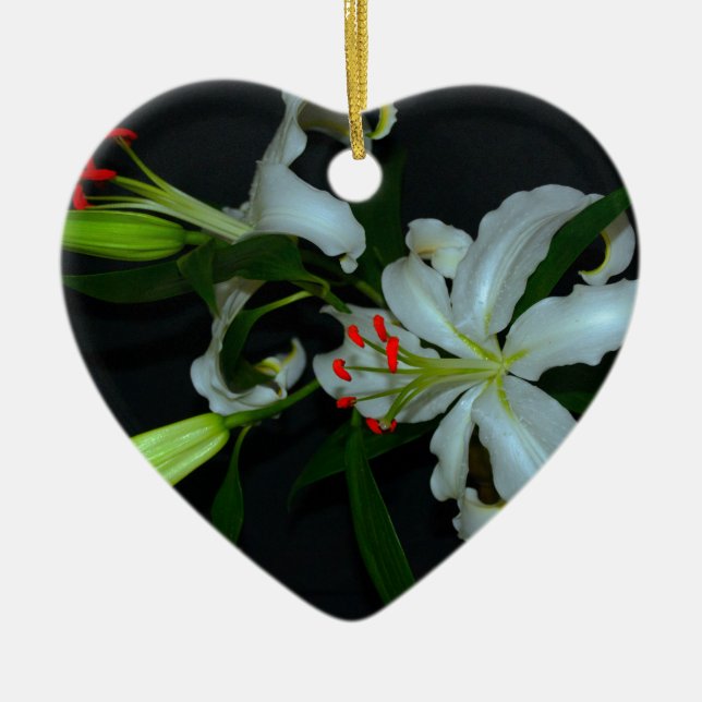 Ornement Cœur En Céramique Collection Irlandaise de laiton et de fleurs (Devant)