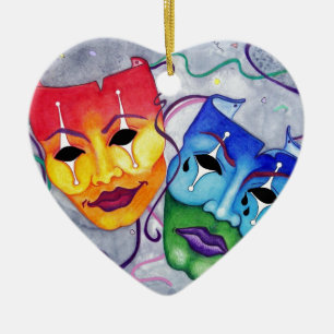 Ornement Cœur En Céramique Comédie et tragédie