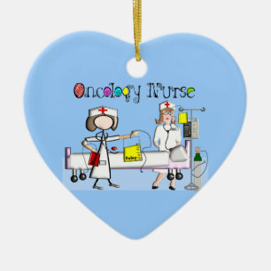 Ornement Cœur En Céramique Conception de Chevron d'infirmier autorisé