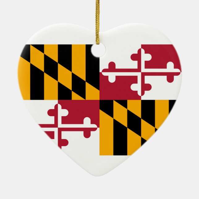 Ornement Cœur En Céramique Conception du drapeau de l'État du Maryland (Dos)