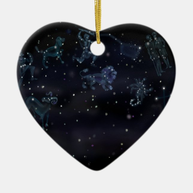 Ornement Cœur En Céramique Constellations (Devant)