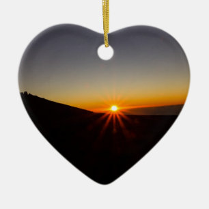 Ornement Cœur En Céramique Coucher du soleil sur le volcan de Haleakala