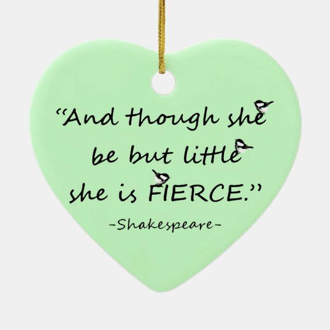Ornement Cœur En Céramique Couleur Personnalisée Peu mais Fierce Shakespeare  (Dos)