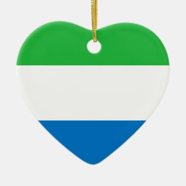 Ornement Cœur En Céramique Coût bas ! Drapeau de Sierra Leone (Devant)
